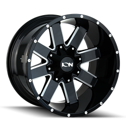 Ion Alloy 141 Gloss Black Milled 20x9 8x180 BP 5.00 BS 0mm Offset 124.1 hub bore