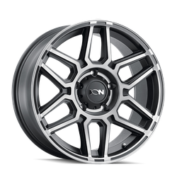 Ion Alloy 146 Matte Black Machined With Dark 20x10 5x127 (5x5) BP 4.75 BS -19mm Offset 78.1 hub bore