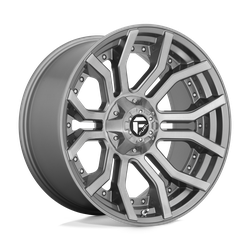 Fuel 1 Piece D713 Rage Platinum Brushed Gunmetal Tinted Clear 22x10 6x135, 6x139.7 (6x5.5) BP 4.79 BS -18MM Offset 106.10MM hub bore