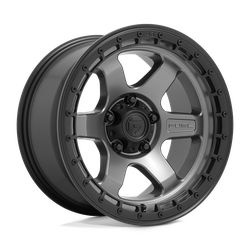Fuel 1 Piece D752 Block Matte Gunmetal With Black Ring 18x9 5x127 (5x5) BP 5.79 BS +20MM Offset 71.50MM hub bore