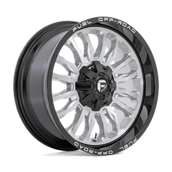Fuel 1 Piece D798 Arc Silver Brush Face With Black Lip 20x9 5x139.7 (5x5.5), 5x150 BP 5.04 BS +1MM Offset 110.10MM hub bore