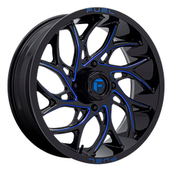 D778 Runner UTV Gloss Black Milled Blue 18x7 4x156 +13mm