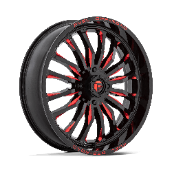 Fuel UTV D822 Arc UTV Gloss Black Milled Red 24x7 4x156 BP 4.51 BS +13MM Offset 132.00MM hub bore