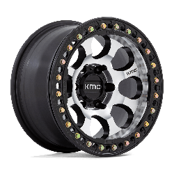 KMC KM237 Riot Beadlock Machined Satin Black Window & Ring 17x9 5x127 (5x5) BP 3.50 BS -38MM Offset 71.50MM hub bore