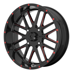 Bandit 22x7 Gloss Black Milled With Red Tint 4x137 Bolt Pattern 0mm Offset