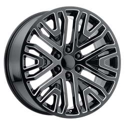 Performance Replicas PR197 Gloss Black Milled 22x9 6x139.7 (6x5.5) BP 6.10 BS +28MM Offset 78.10MM hub bore