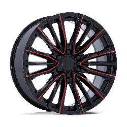 Performance Replicas PR223 Gloss Black Milled Red 22x9 6x139.7 (6x5.5) BP 6.10 BS +28MM Offset 78.10MM hub bore