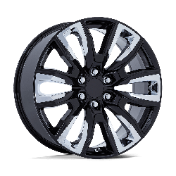 Performance Replicas PR225 Gloss Black With Chrome Accents 22x9 6x139.7 (6x5.5) BP 6.10 BS +28MM Offset 78.10MM hub bore