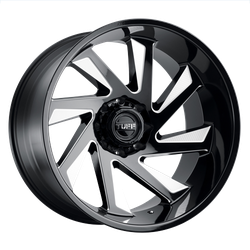 Tuff T1B Gloss Black With Milled Spokes 26x14 8x165.1 (8x6.5) BP 4.67 BS -72MM Offset 125.10MM hub bore