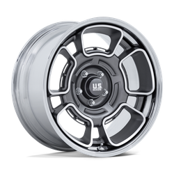 US Mag 1 Piece UC147 Flagstaff Anthracite With Machined-face & Chr-lip 20x10 5 to 6 lug 5.74 BS +6MM Offset 78.10MM hub bore