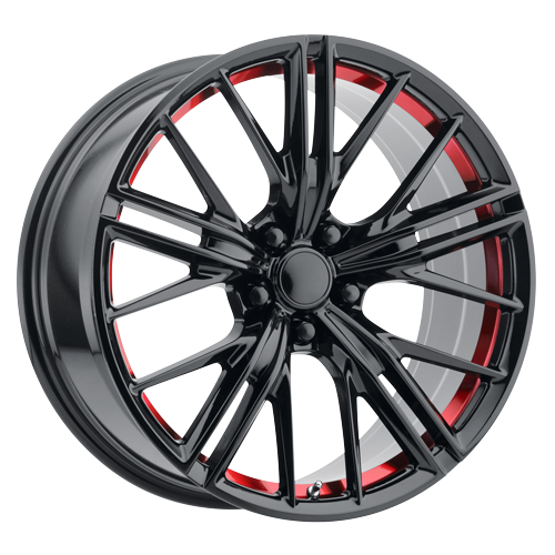 Performance Replicas PR194 Gloss Black Red Machined 20x10 5x120 BP 6.41 BS +23MM Offset 67.06MM hub bore