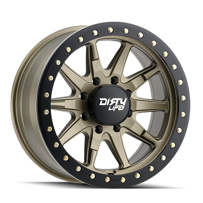 Dirty Life DT-2 9304 Satin Gold w/SIMULATED Beadlock Ring 17X9 5x127 (5x5) -12MM 78.1MM 