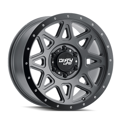 Dirty Life Theory 9305 Matte Gunmetal w/ Matte Black LIP 20X9 6x139.7 (6x5.5) 0MM 106MM 